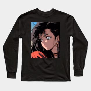 Cute Anime Girl - Annie - 90s Cartoon Style - AI Long Sleeve T-Shirt